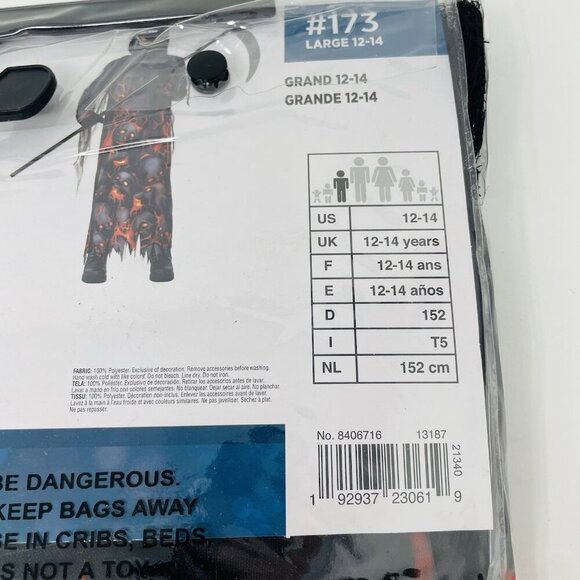 Lava Grim Reaper Robe Youth Child Boys Large 12-14 Halloween Costume Black 466 - Picture 5 of 6